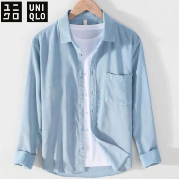 Kemeja uniqlo pria kemeja polos uniqlo lengan panjang