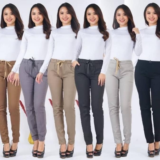 Celana Pdf Panjang Jumbo M-Xl Pria/Wanita Katun Twill Stretch Tebal Malikaputrimalik