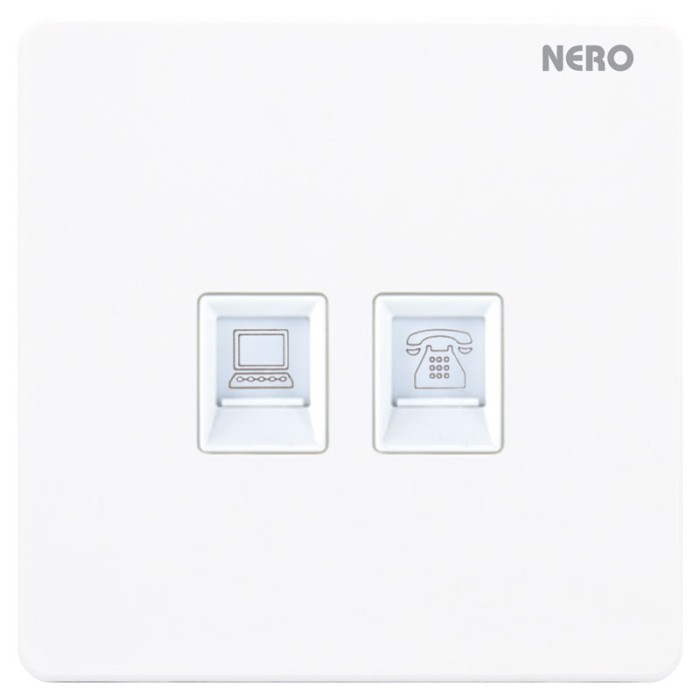 OUTLET DATA CAT 5 + OUTLET TELEPHONE NERO CASA WHITE NERO X2PHPC-W