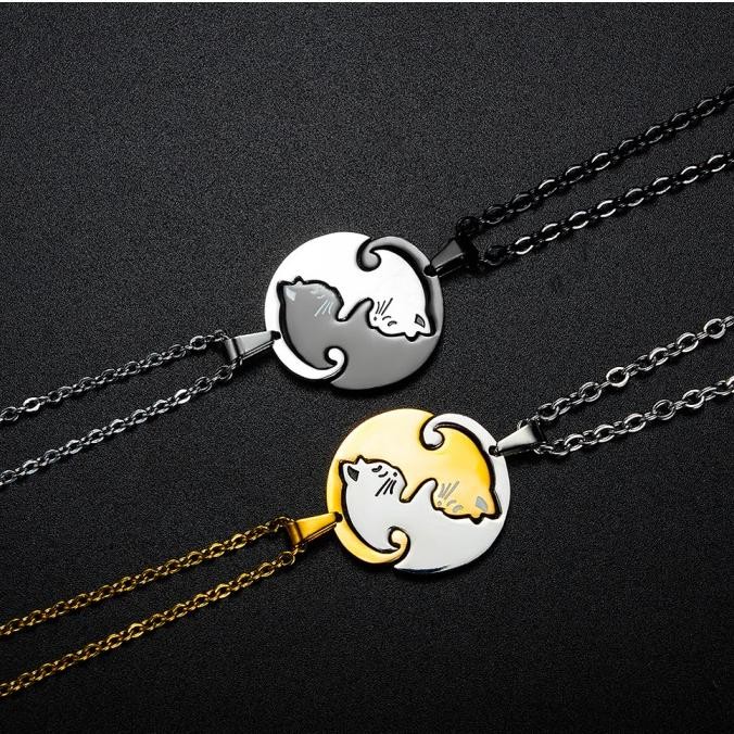 Murah Olevs Kalung Titanium Couple Pria Wanita Anti Karat Bentuk Kitten Necklace Liontin Korea Aesth