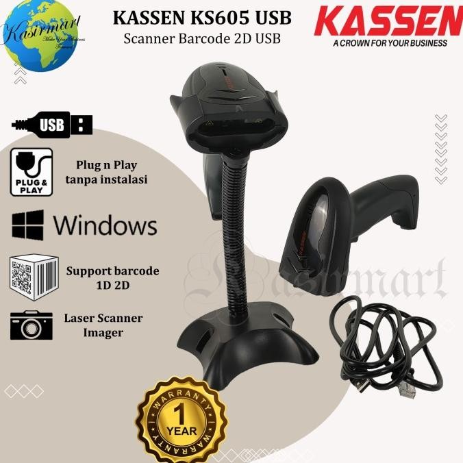 SCANNER BARCODE KASSEN KS605/KS-605/KS 605 1D/2D GARANSI RESMI