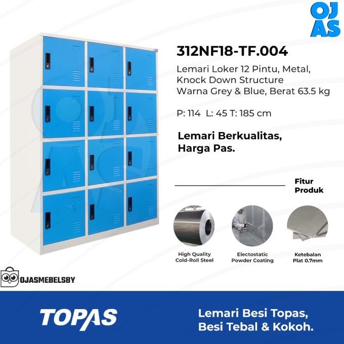 

Lemari arsip plat besi Loker 12pintu TOPAS