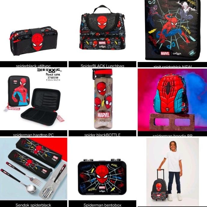 Sale Smiggle Spiderman Backpack, Botol, Lunch Bag, Bento Box, Jr Hoodie