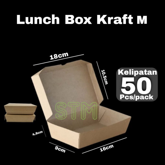 Lunch Box Kraft Medium/Paper Box M Coklat/Kotak Kertas Nasi Brown