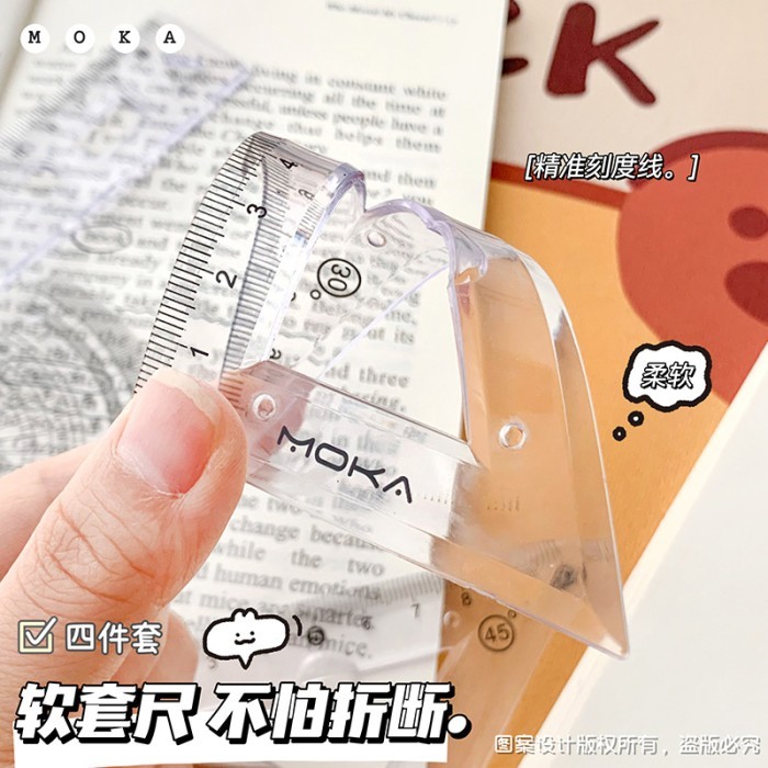 

Lbt Penggaris Set 4In1 20Cm Penggaris Lentur Bening Isi 4Pcs Alat Tulis Sekolah Set Transparant