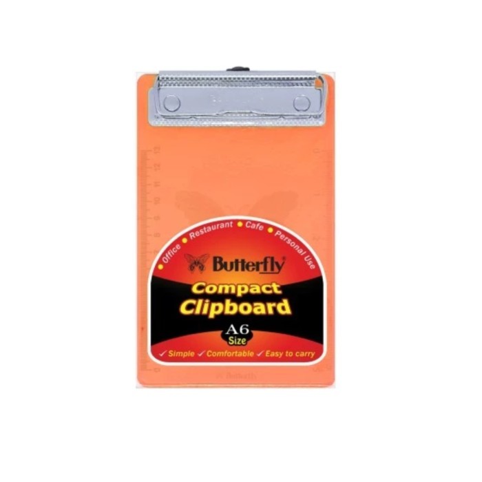 

Butterfly Clipboard A6 Acrylic Compact Cashier / Papan Jalan Alas Ujian Kasir Akrilik Butterfly A6