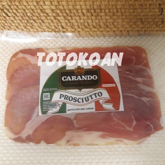 

CARANDO PROSCIUTTO HAM BONELESS DRY CURED DAGING BABI ASAP 100 GR