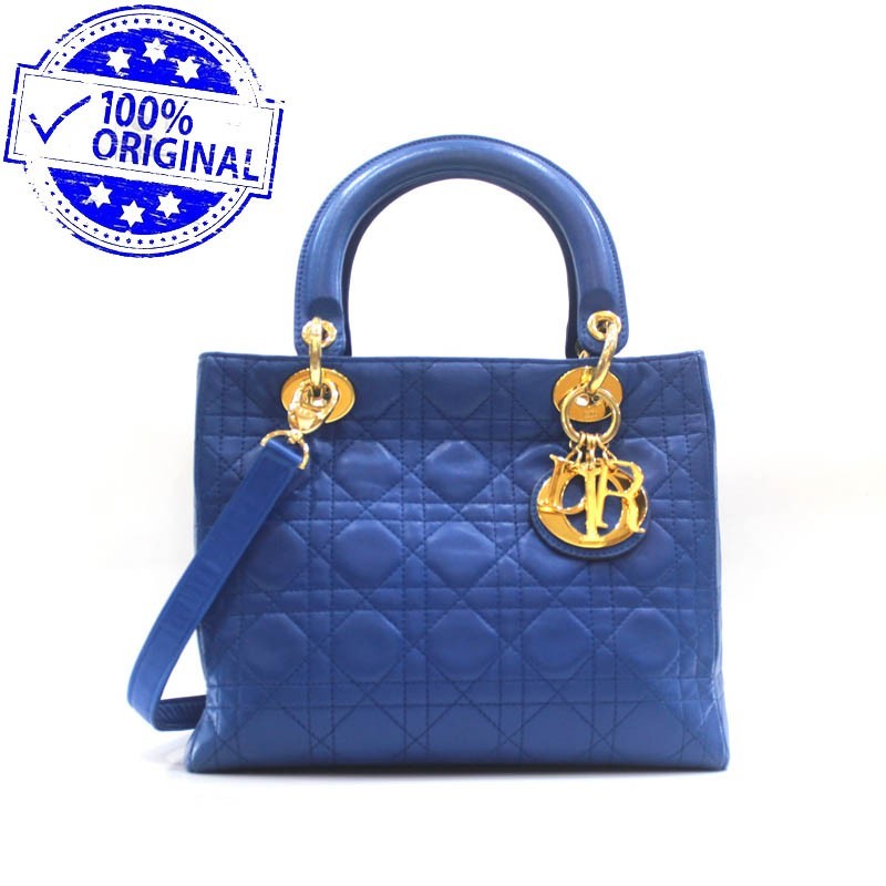 Preloved Lady Dior Vintage Medium Royal Blue Electric Lambskin GHW