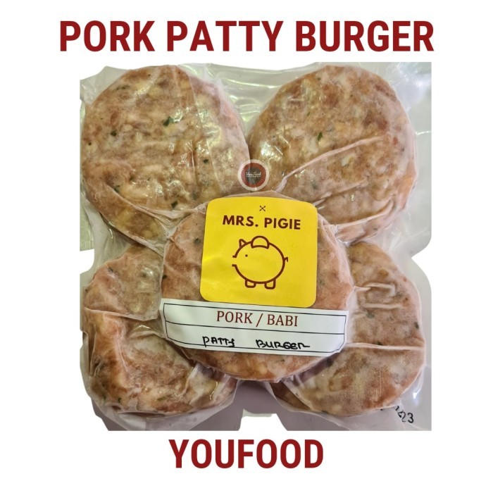 

PORK PATTY BURGER MRS.PIGIE - DAGING BURGER BABI PREMIUM 500GR