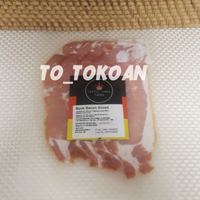 

TRIPLE THREE PORK BACK BACON SLICE DAGING BABI OLAHAN 100 GR