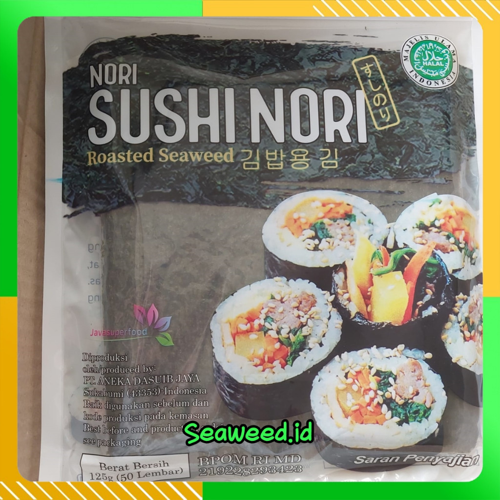 

Rumput Laut Seaweed Sushi 50 lembar Full Pack Nori Halal MUI Kimbap Sushi - JAVA SUPERFOOD