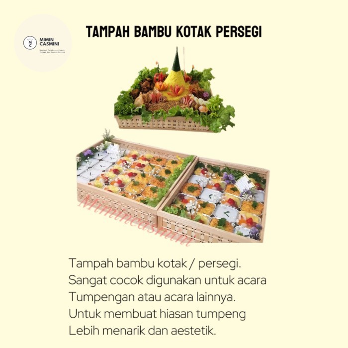 Tampah Tumpeng Anyaman Bambu Kotak / Nampan Bambu Besar