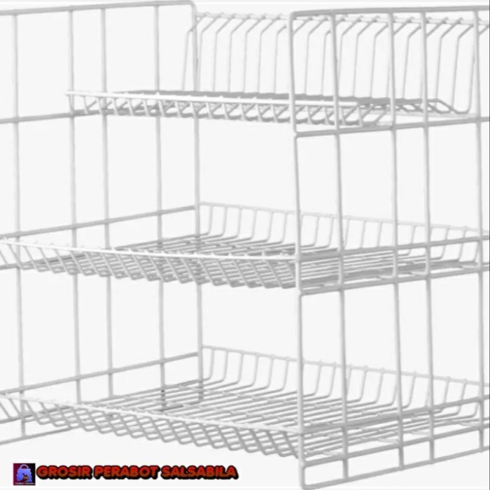 Rak Piring Susun 3 Besi Putih Dragon,Rak Piring Wastafel Susun 3 Besi