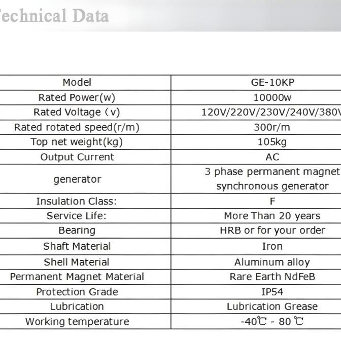 Generator Magnet Permanen Wind Turbine 10Kw 10.000W Alternator Low Rpm