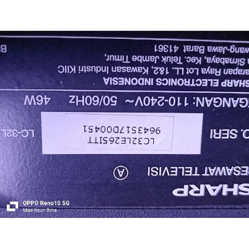 MB-MAINBOARD TV SHARP LC-32LE2651 MESIN TV SHARP LC 32LE265I.
