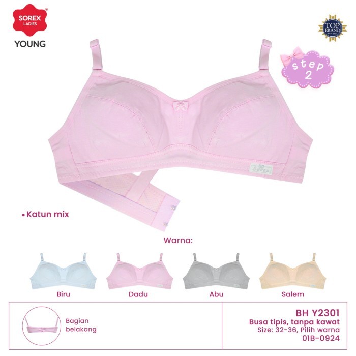 Sorex Young Bra Remaja Miniset Polos Step 2 Busa Tipis Tanpa Kawat