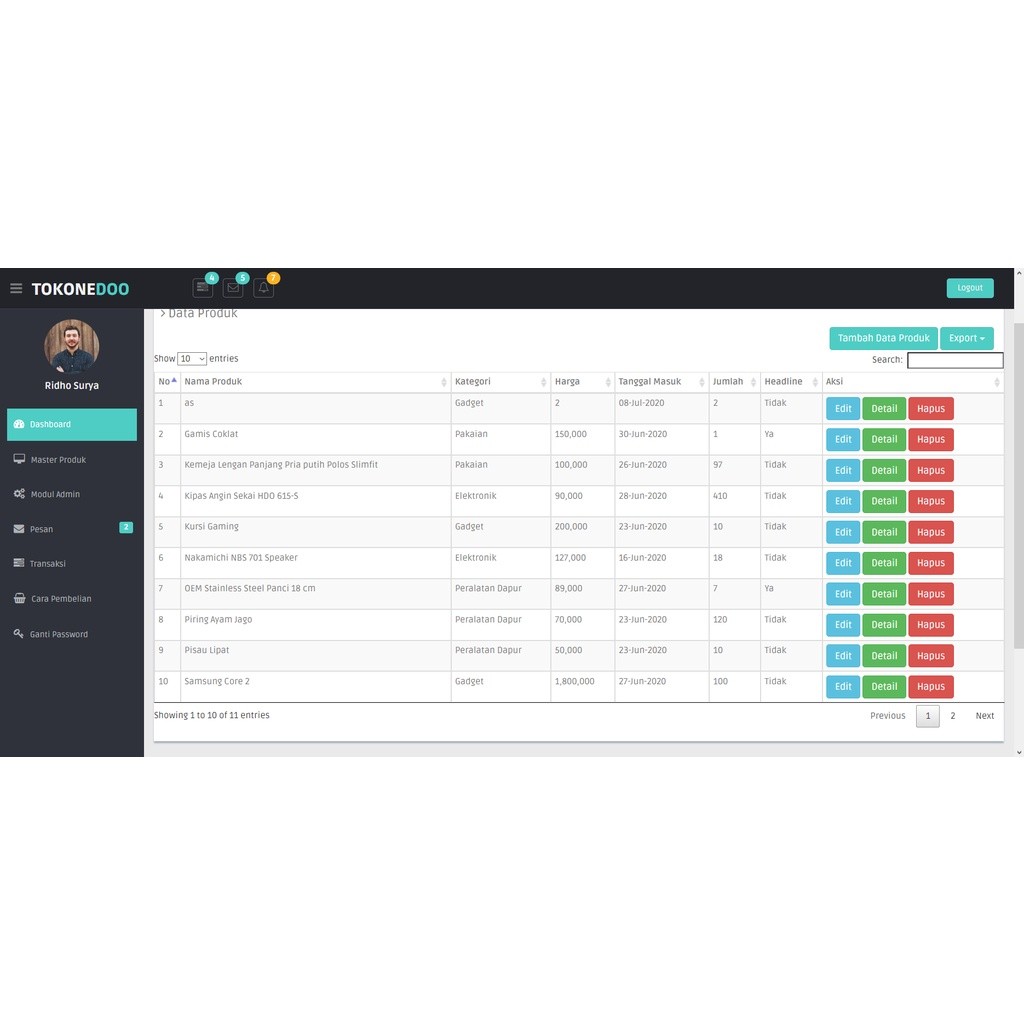source code Aplikasi Managemen Inventory Berbasis Web (PHP)