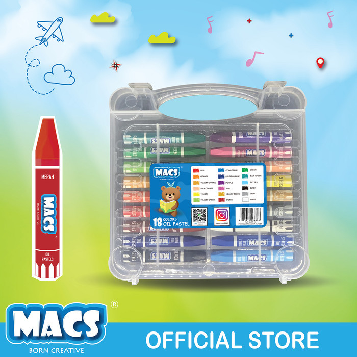 

18 Warna Crayon Oil Pastel Macs Colors