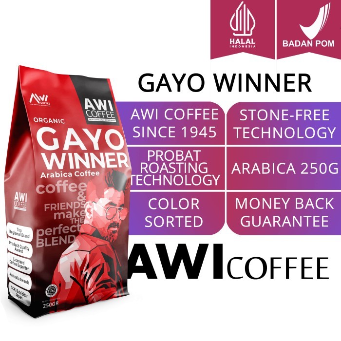 

AWI COFFEE GAYO WINNER 250 GR BIJI ARABICA KOPI ACEH SPECIALTY