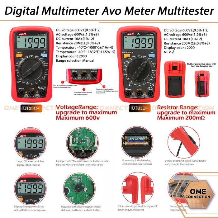 UNI-T UT33C+ UT33D+ Digital Multimeter Avo Meter Multitester Avometer