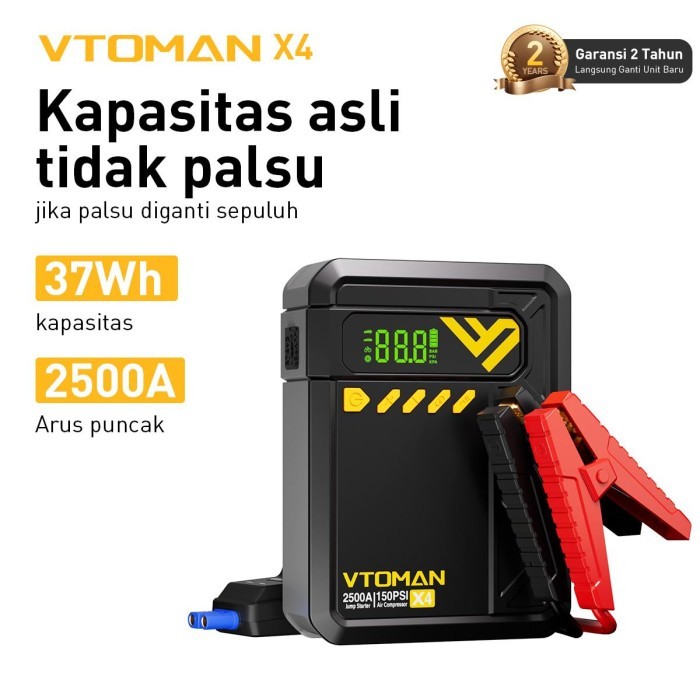 Jual Vtoman X4 Jumper Aki 10000Mah Pompa Angin Portable Powerbank Jump Starter Jumper Aki Mobil Dan