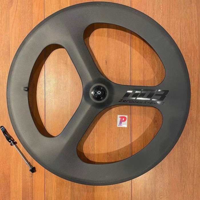 Wheel set sepeda rim velg 700c Road Bike fixie TRI SPOKE CARBON ZERO