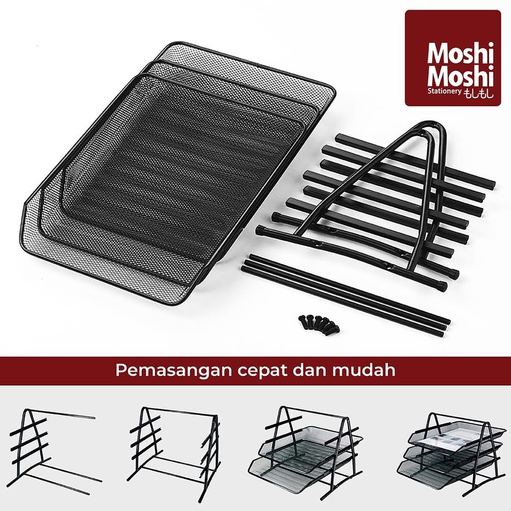 

COD Document Tray Desk Storage Foldable 3 Tiers Rak Kertas File Dokumen 3 Susun Jaring Besi jg-56