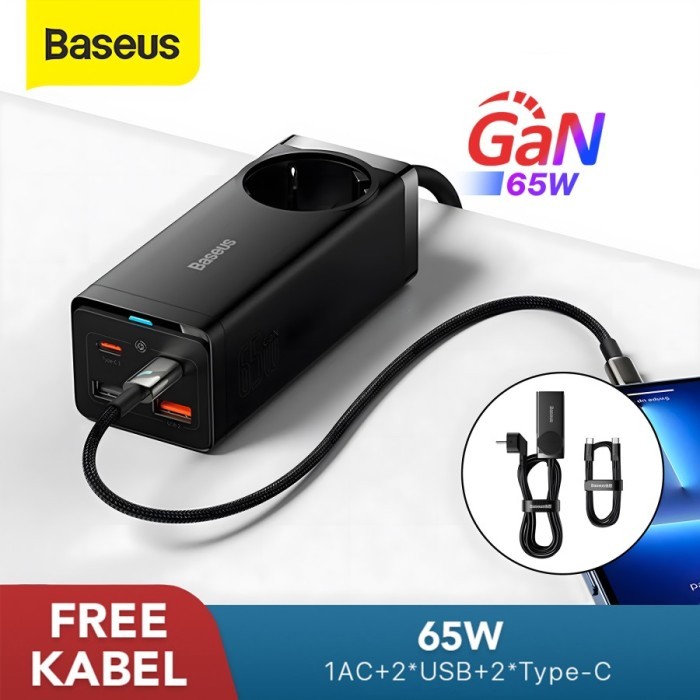 Baseus Charger 65W Gan3 Pro Super Fast Charging Kepala Adaptor USB C