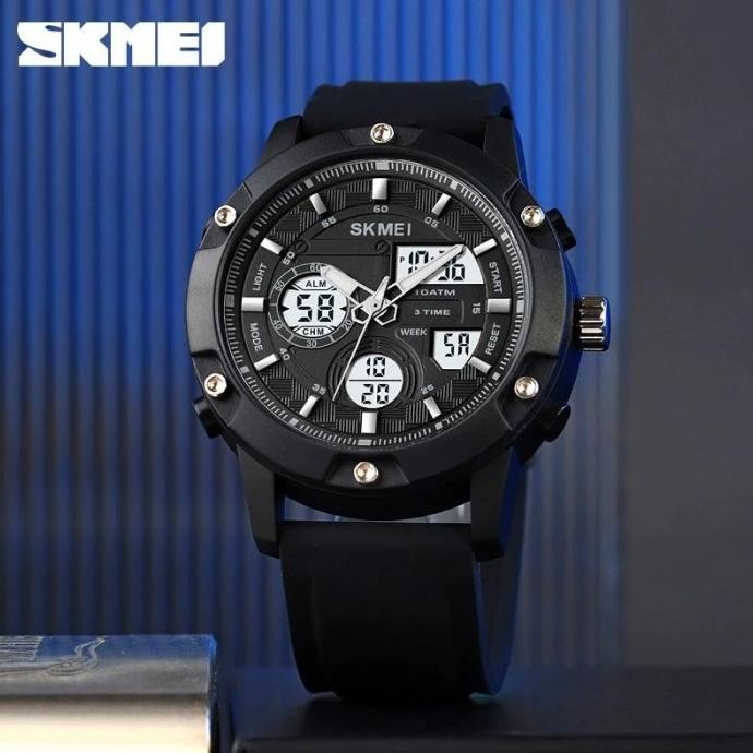 JAM TANGAN SPORT PRIA DIGITAL TALI RUBBER ANTI AIR 10ATM SKMEI 1757