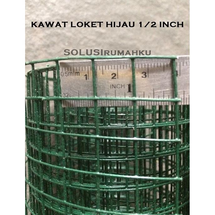 1 Rol Ram Kawat Loket Hijau 1/2 Inch Anti Karat Kotak 1Cm Nyamuk Tikus Original Dan Terlaris