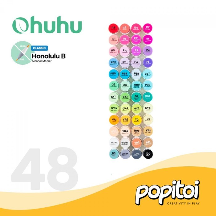 

SALE TERLARIS OHUHU HONOLULU 48 COLORS DUAL TIP BRUSH FINE CHISEL ALCOHOL ART MARKER READYY