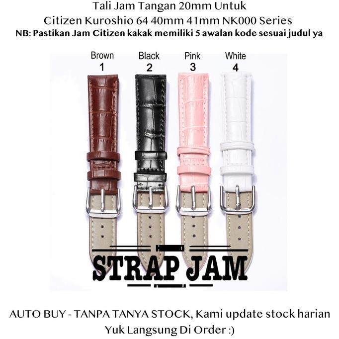 NEW Crocodile 20mm Strap Citizen Kuroshio 64 40mm 41mm NK000 - Tali Jam