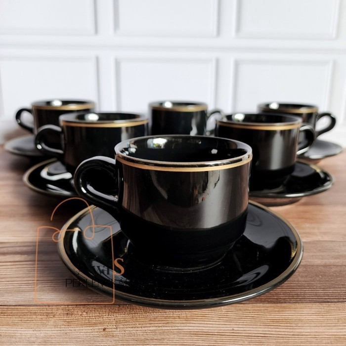TERLARIS 1 SET CANGKIR KERAMIK HITAM MEWAH GELAS KERAMIK TERMURAH MURAH MURAH