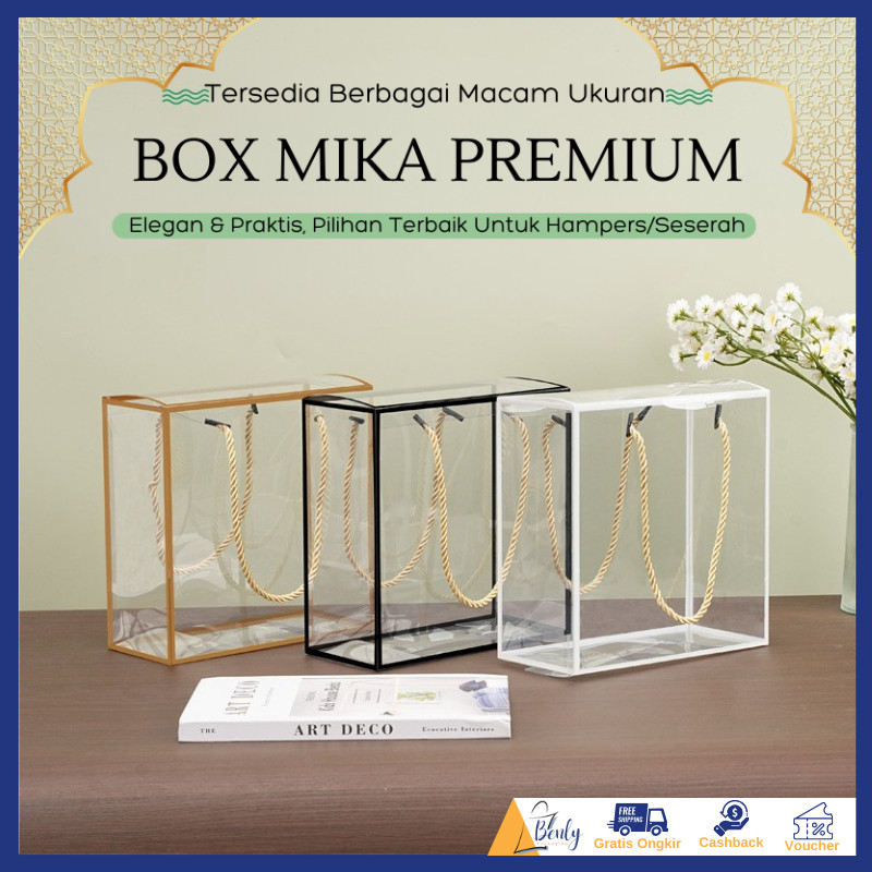 

Box Mika Handle Tali Hampers/ Premium Box Mika Kotak Transparan/Kotak Hampers Imlek/Lebaran/ Natal
