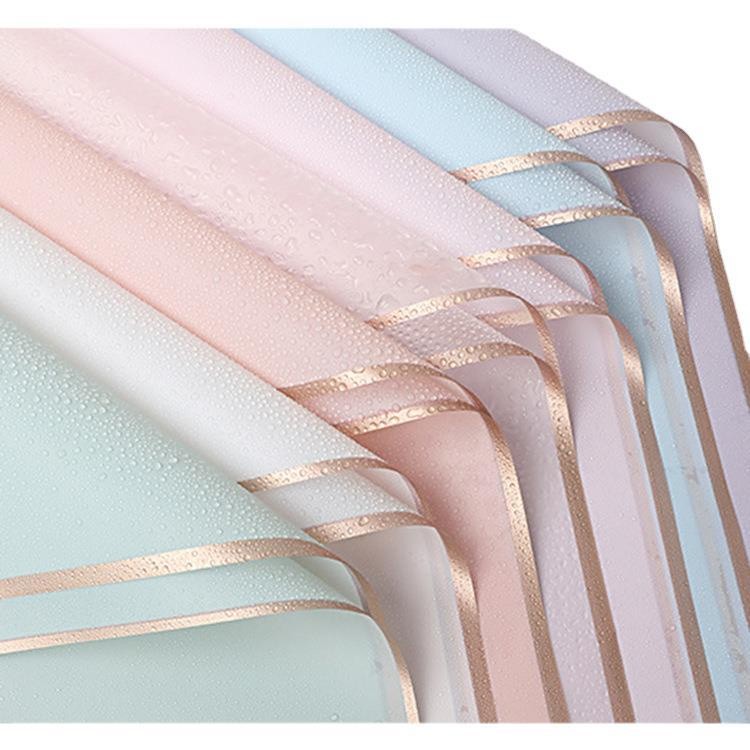 

[Free Kardus] Cellophane Gold Line / Kertas Buket Bunga Transparan