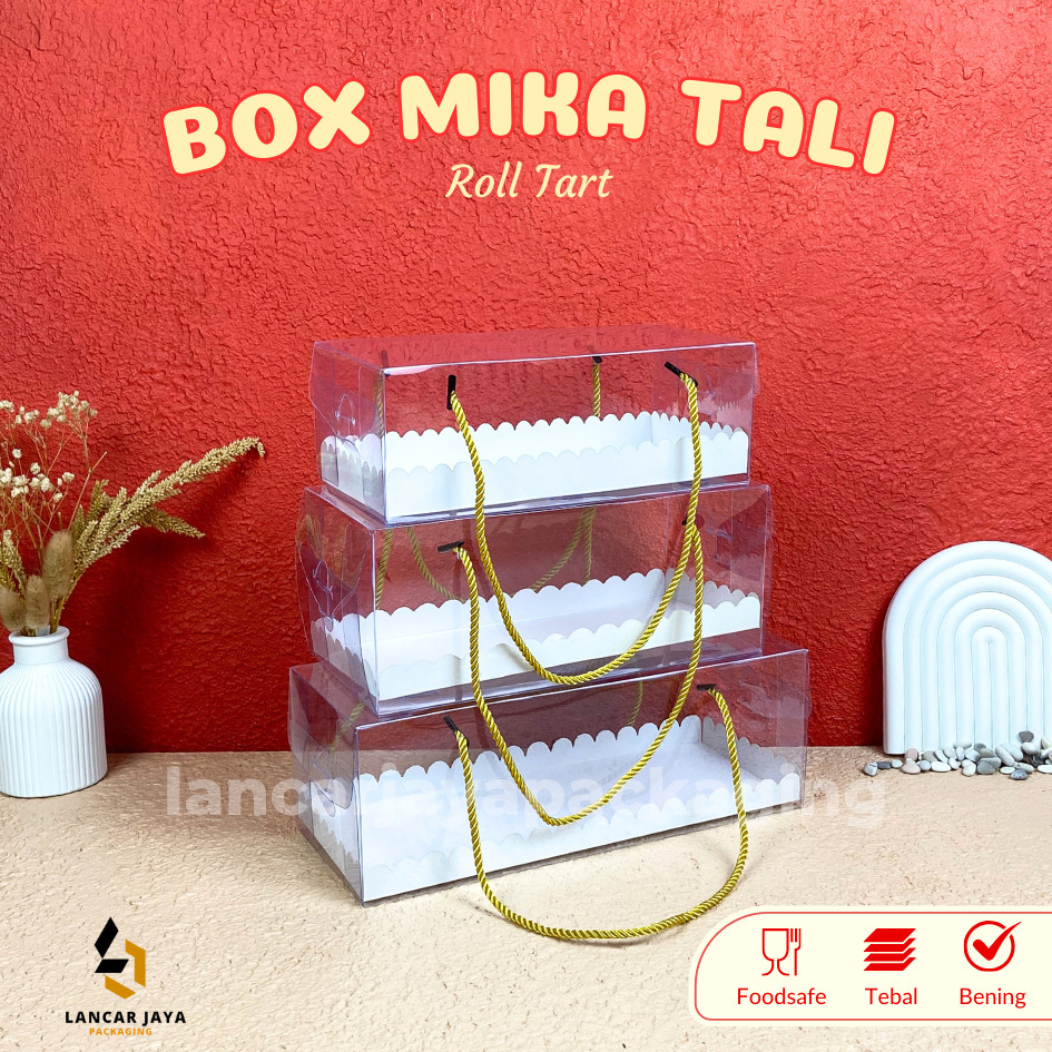 

Box Mika Tali Transparan Dos Roll Cake Bolu Gulung Tart Pudding Kue Brownies 22X11X8 24X11X10
