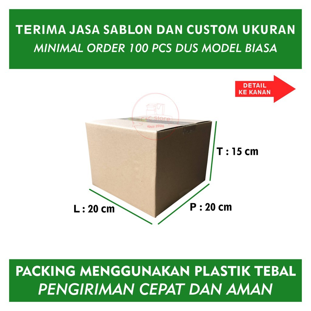 Kardus Karton Box Polos Corrugated 20X20X15