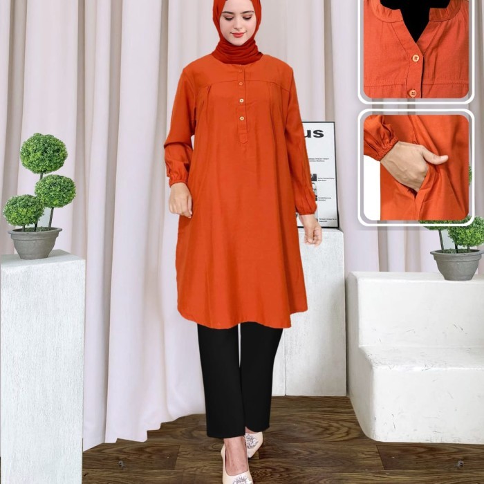 Murah Tunik polos viscose jumbo orange bata Non COD