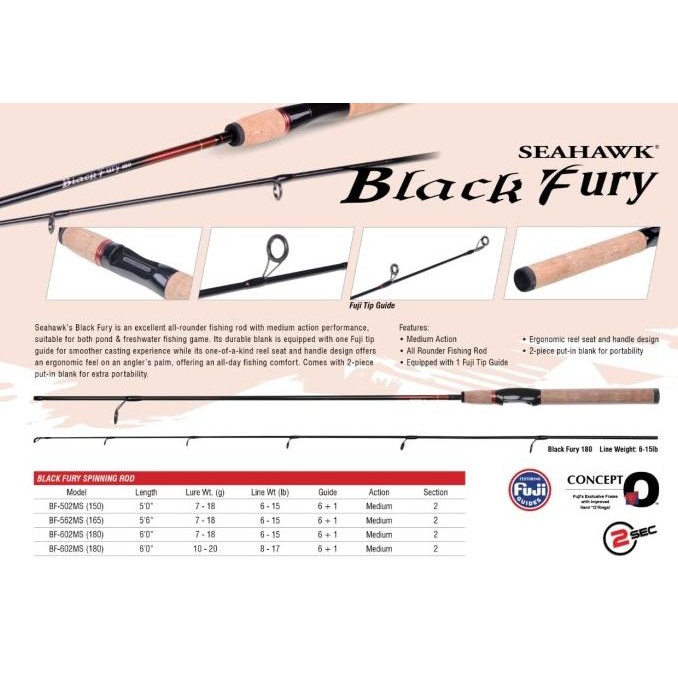 Joran Pancing Seahawk Black Fury 150/165/180cm  GALATAMA SERIES SALE