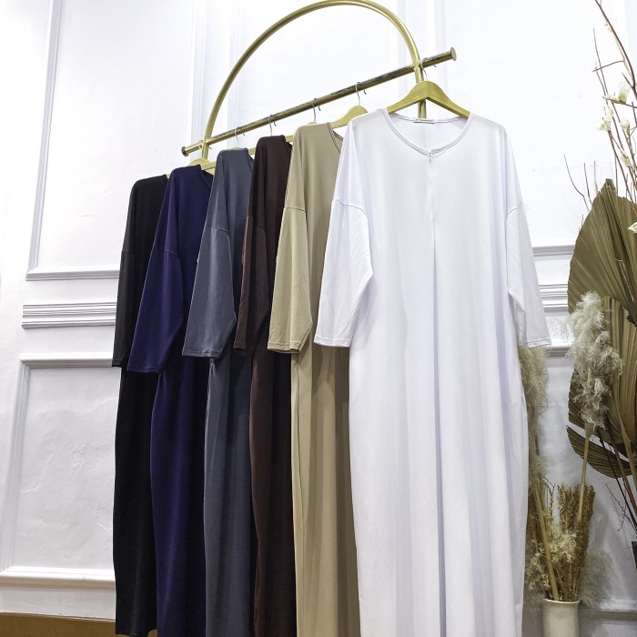Murah Gamis Abaya Polos Jumbo Oversized Daily Adem Stretchable Busui Friendly - JV Hasanah Abaya