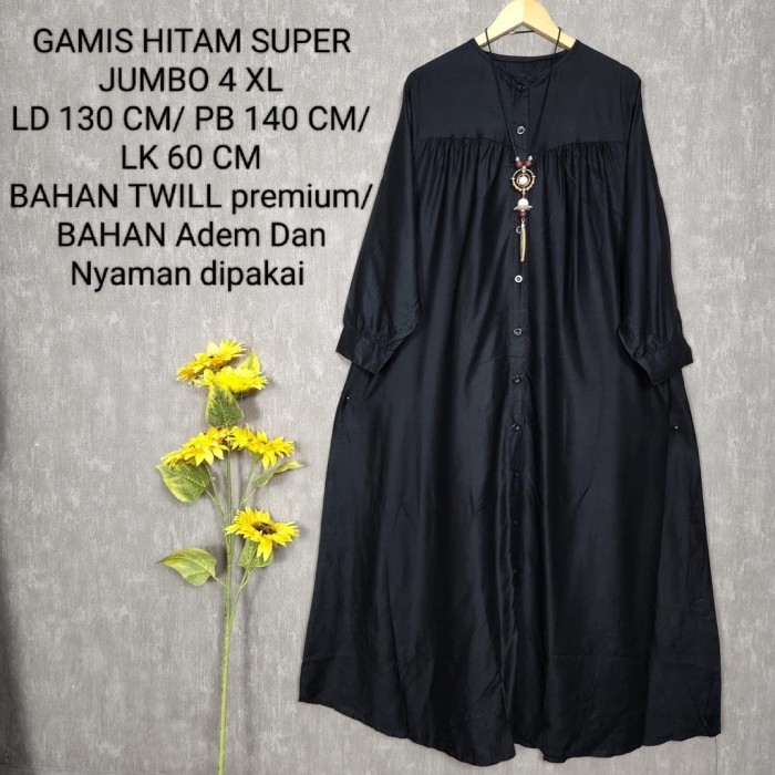 Murah Gamis Hitam Super Jumbo Ld 130 Cm Model Polos Kekinian Non COD