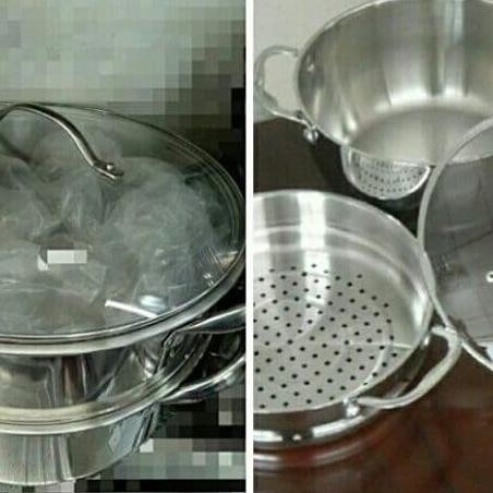 Panci Kukus Steamer Stainless Supra 40 Cm Susun 2 Parastikan