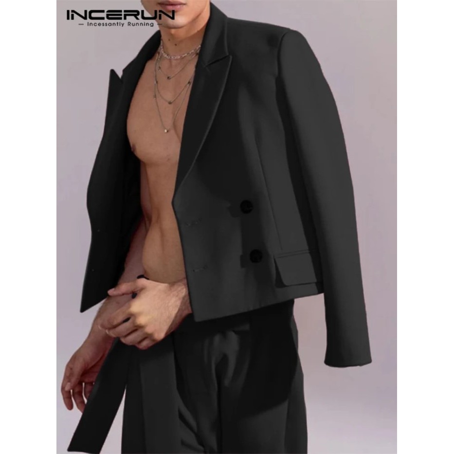 AppleDezign INCERUN Men Blazer Lapel Long Sleeve Double Breasted Fashion Casual