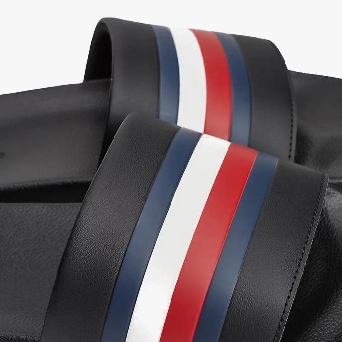 Tommy Hilfiger Men'S Tape Pool Slides Sandal Pria - Black Kenzostore9