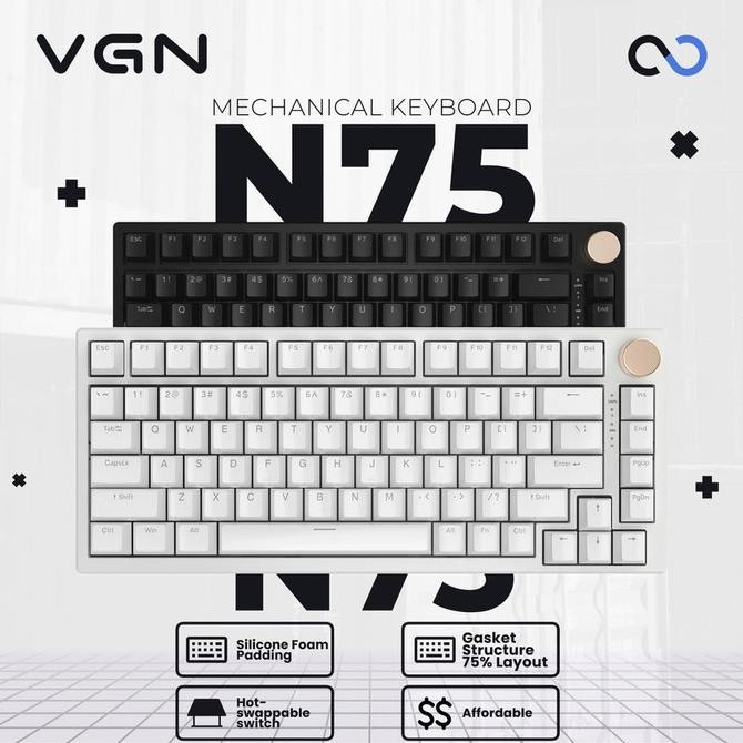 Vgn N75 / N-75 Non-Rgb Hotswap Gasket Mount 75% Mechanical Keyboard Storemilo727