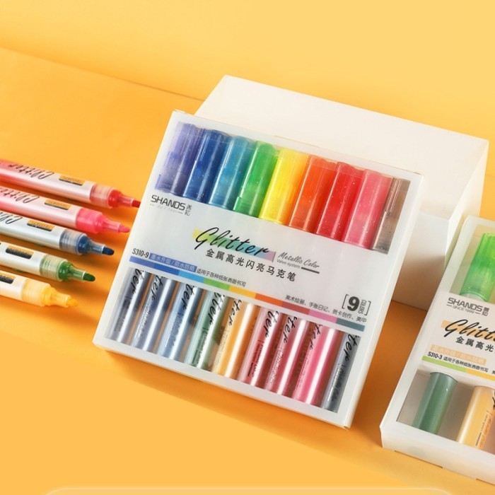 

HOT SALE Glitter Metallic Broad Markers Set 9pcs [CREATIV]