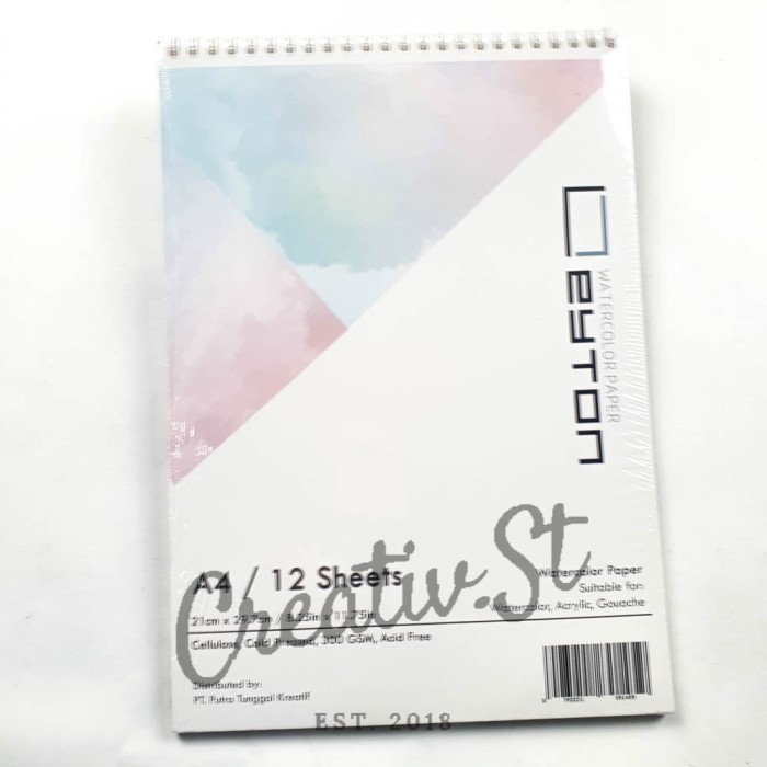 

MURAH LEYTON Watercolor Book Spiral A4 300 gsm Cold Pressed 12 Sheet