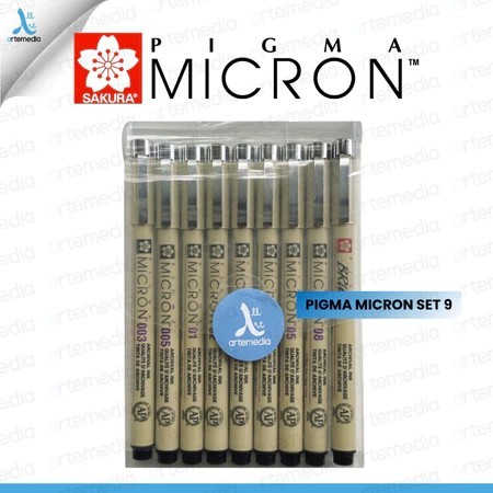 

HRG DISKON Drawing Pen Sakura Pigma Micron Set 9 Pigment Ink Pulpen Gambar