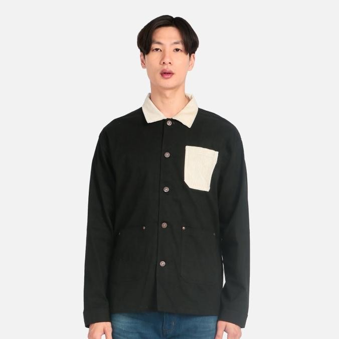 GUTENINC - JAKET PRIA HITAM FENDER TWOTONE BLACK JACKET STOK TERBATAS