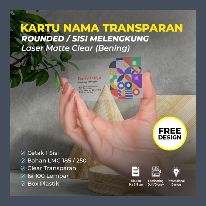 

NEW Cetak Kartu Nama Bening Transparan Bahan LMC